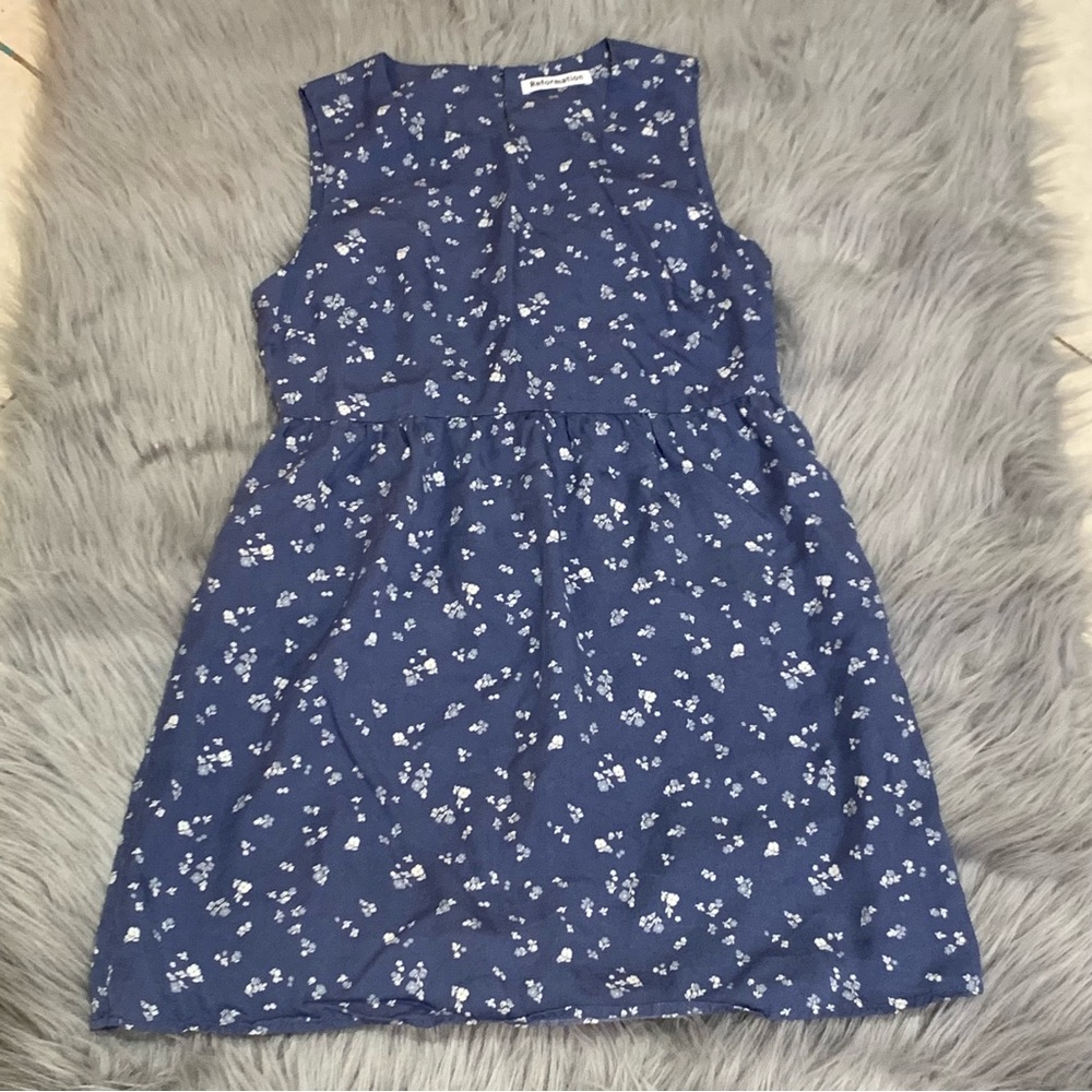 Reformation Tanner Dress Light blue with white floral print - Picture 5 of 9